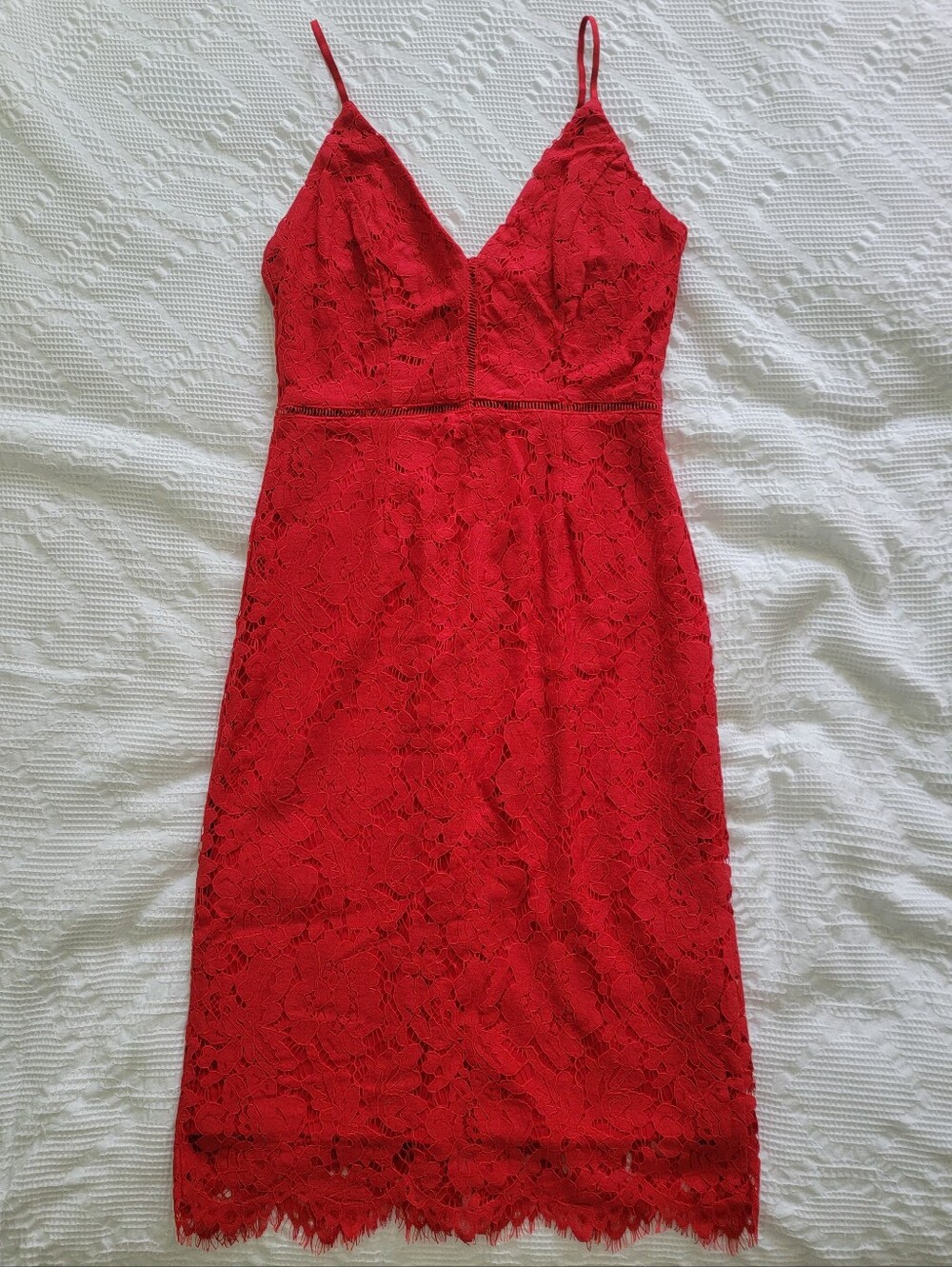 ASTR The Label Vibrant Red Lace Dress
